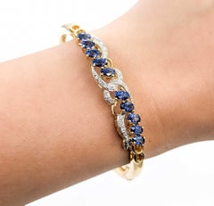 Sapphire and Diamond Bangle in 18k Yellow Gold