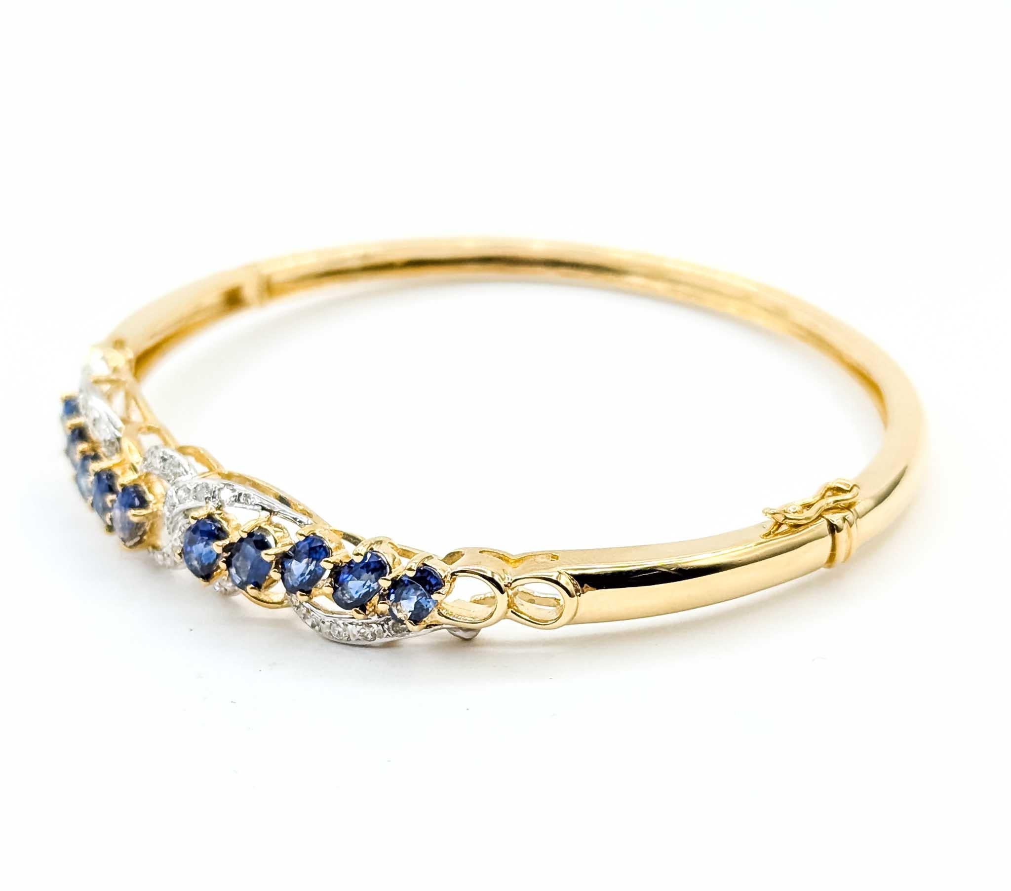 Brazalete de Zafiro y Diamante en Oro Amarillo de 18k Contemporáneo en venta