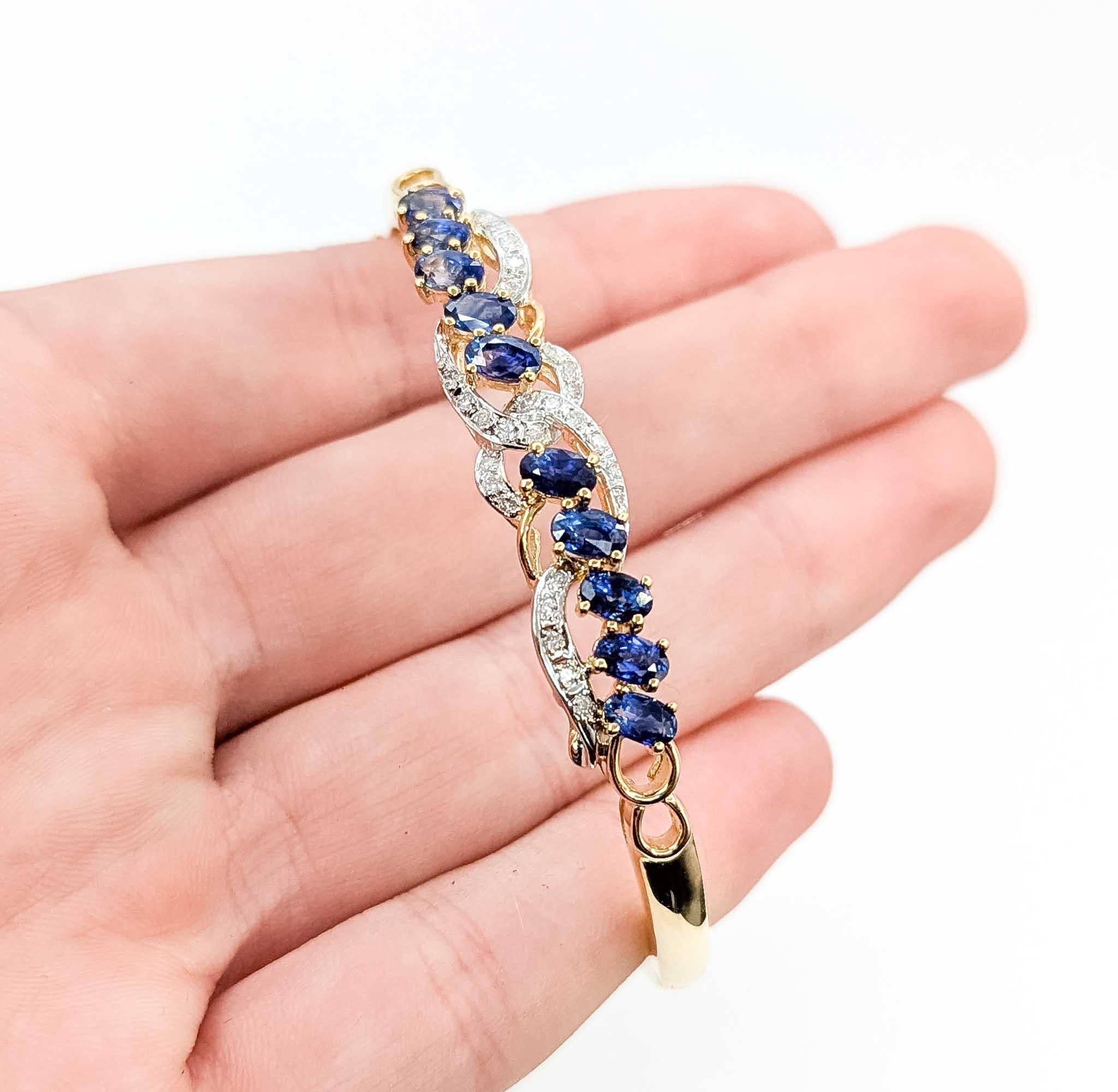 Brazalete de Zafiro y Diamante en Oro Amarillo de 18k en Excelente estado para la venta en Bloomington, MN
