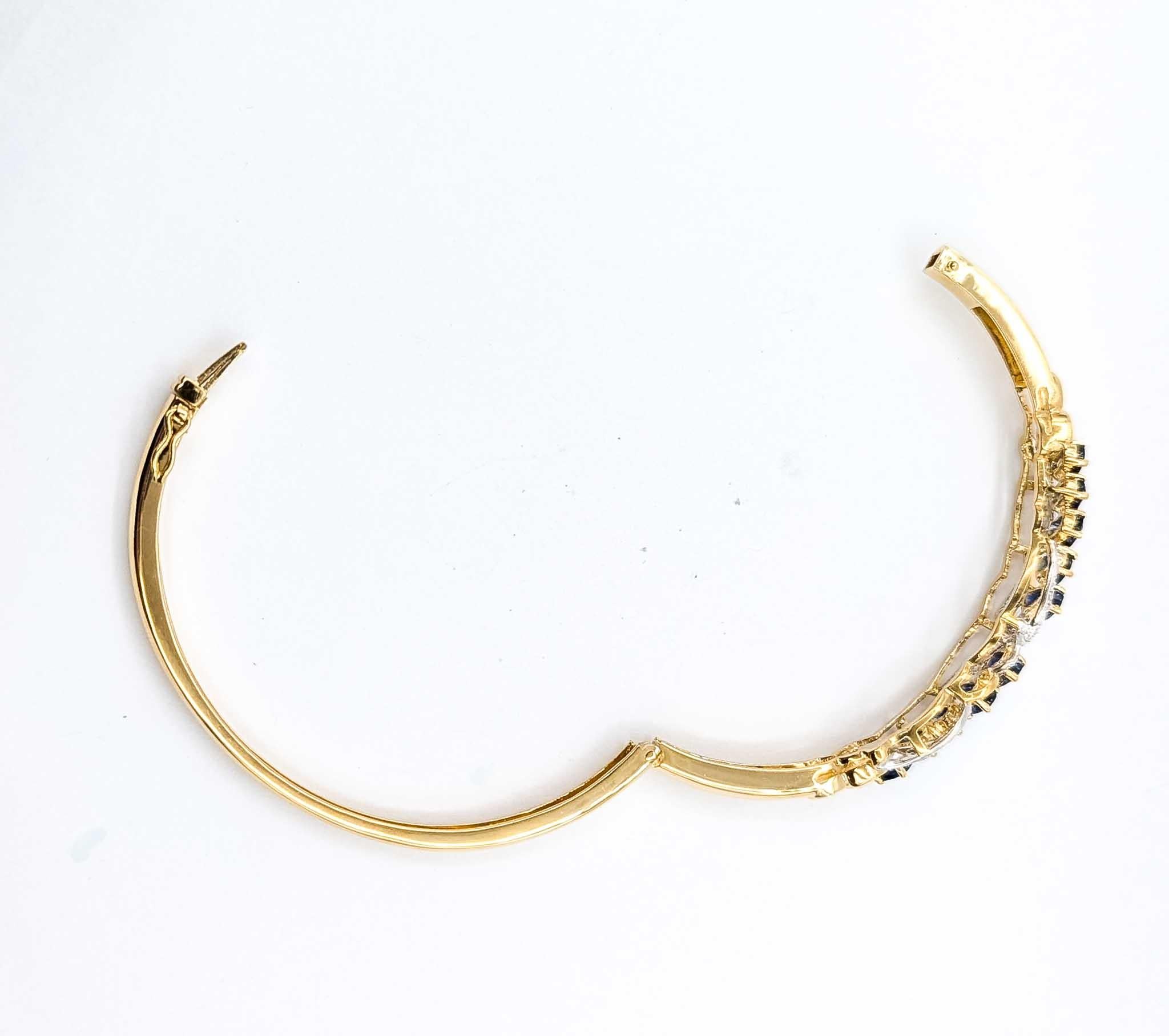 Brazalete de Zafiro y Diamante en Oro Amarillo de 18k en venta 1