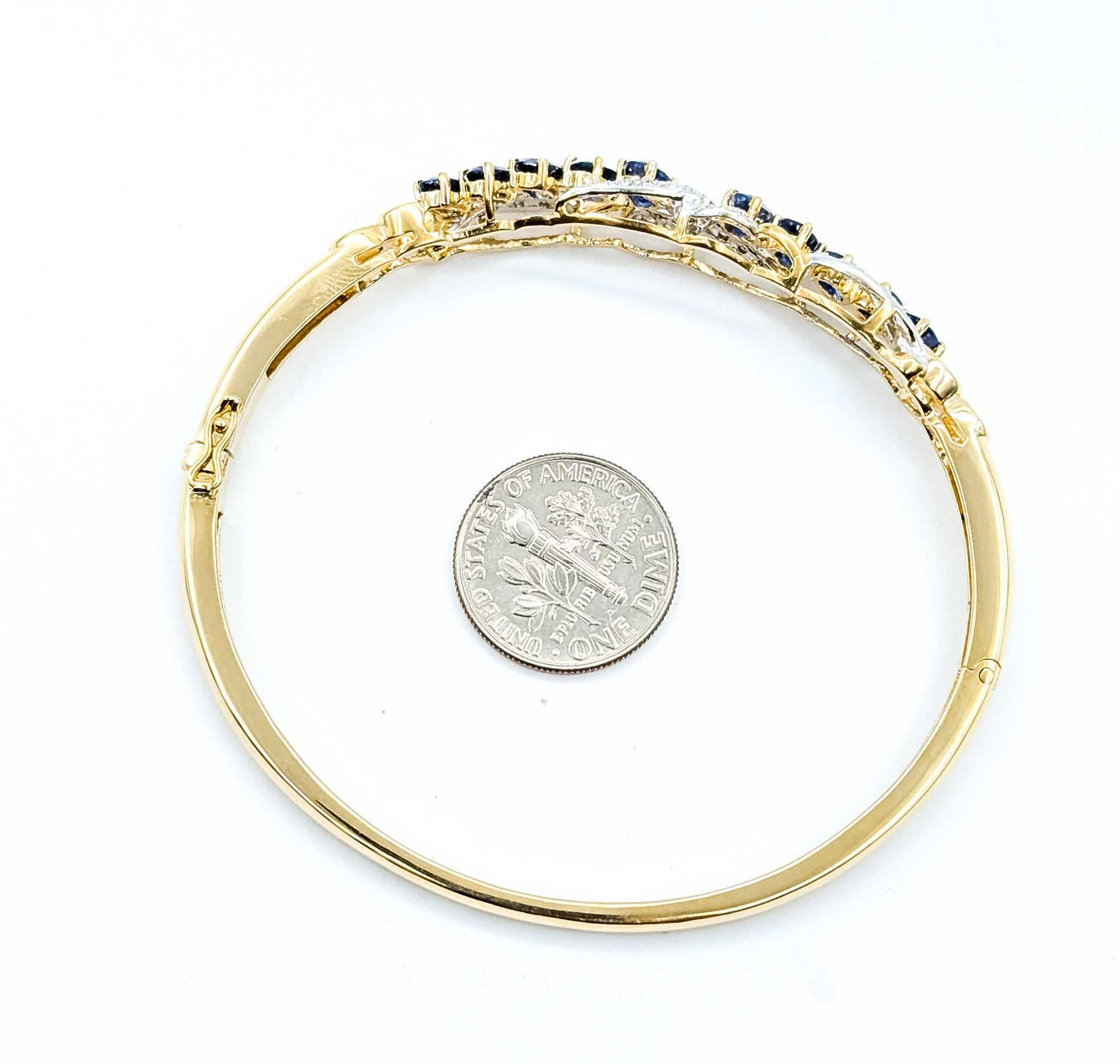 Brazalete de Zafiro y Diamante en Oro Amarillo de 18k en venta 2