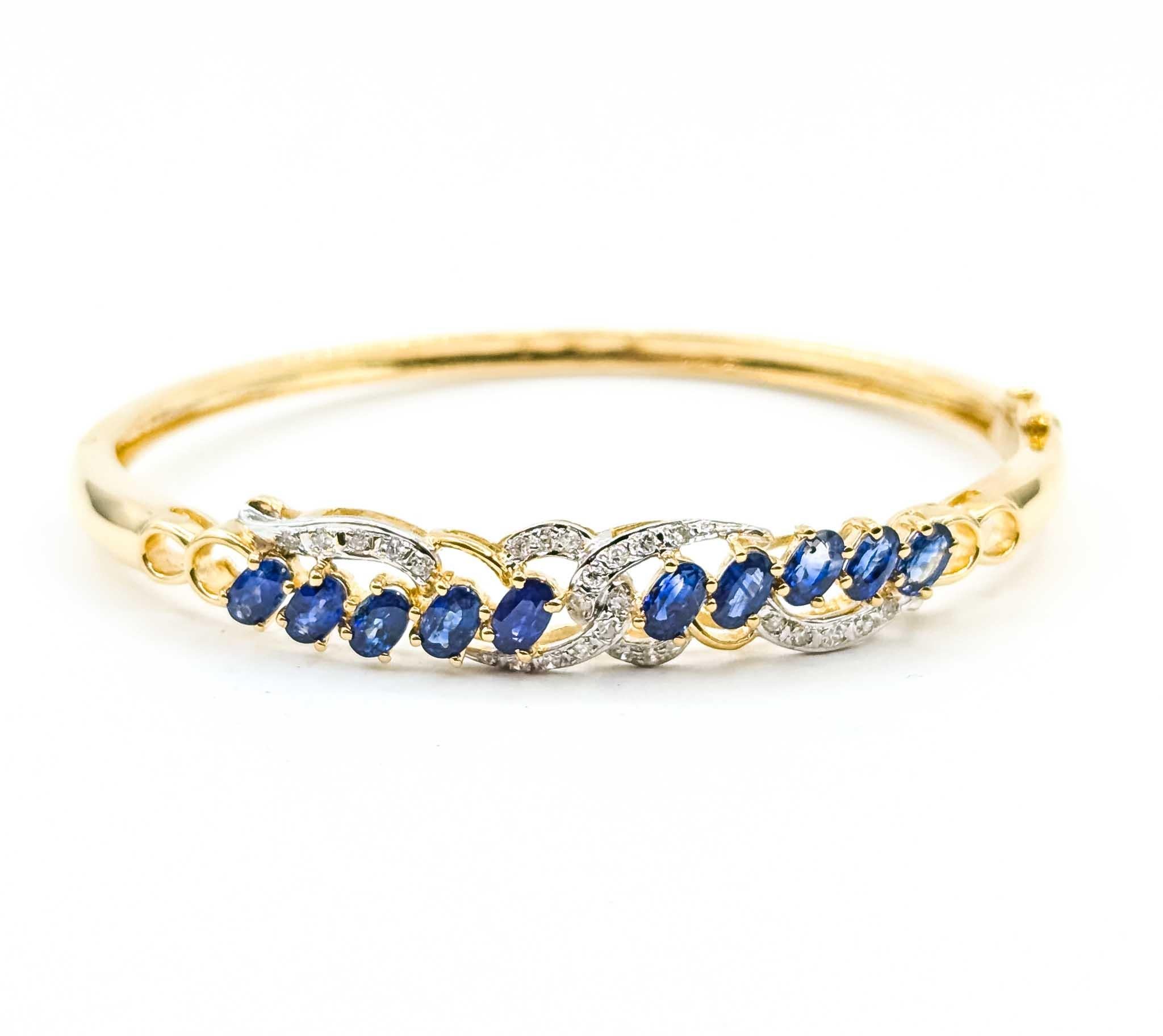 Brazalete de Zafiro y Diamante en Oro Amarillo de 18k en venta 3