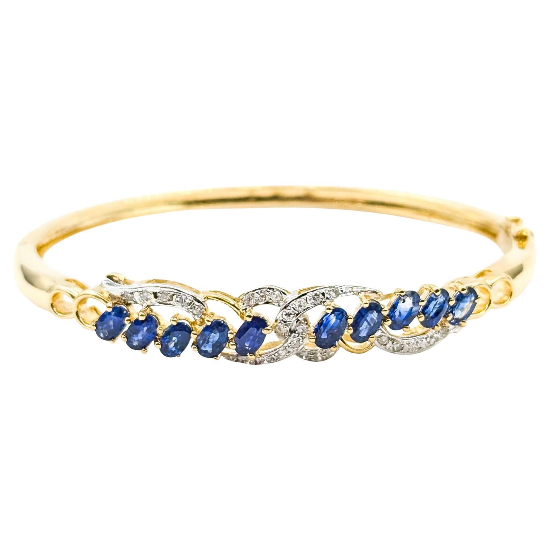 Brazalete de Zafiro y Diamante en Oro Amarillo de 18k