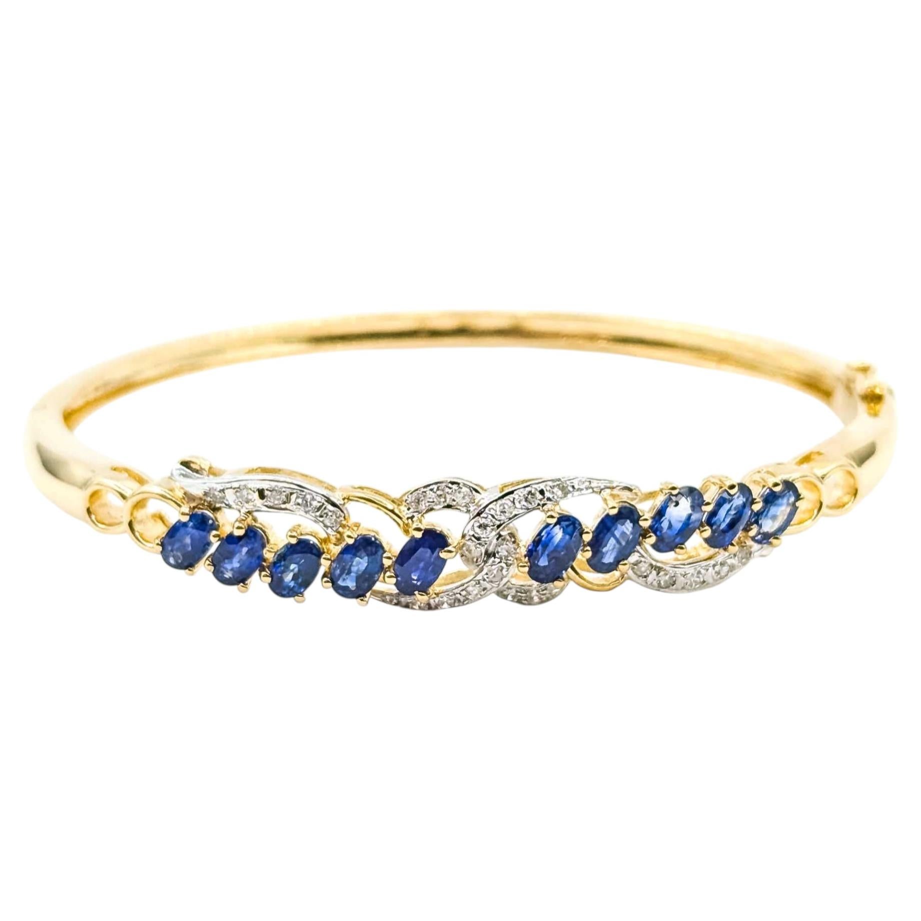 Sapphire and Diamond Bangle in 18k Yellow Gold