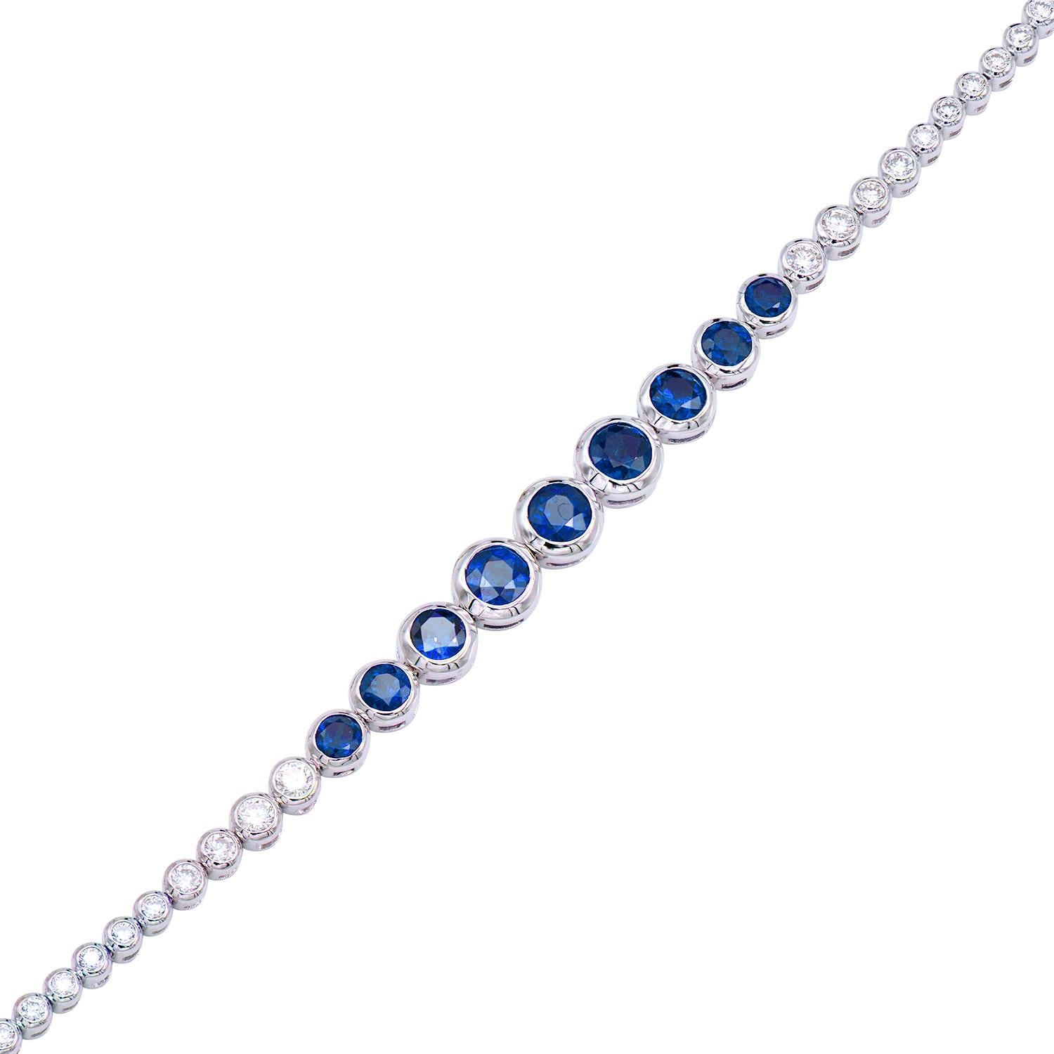 Pulsera Bolo engastada con zafiro y diamantes Contemporáneo en venta