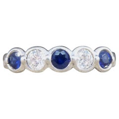 Used Sapphire and Diamond Bezel set Ring in 18ct White Gold