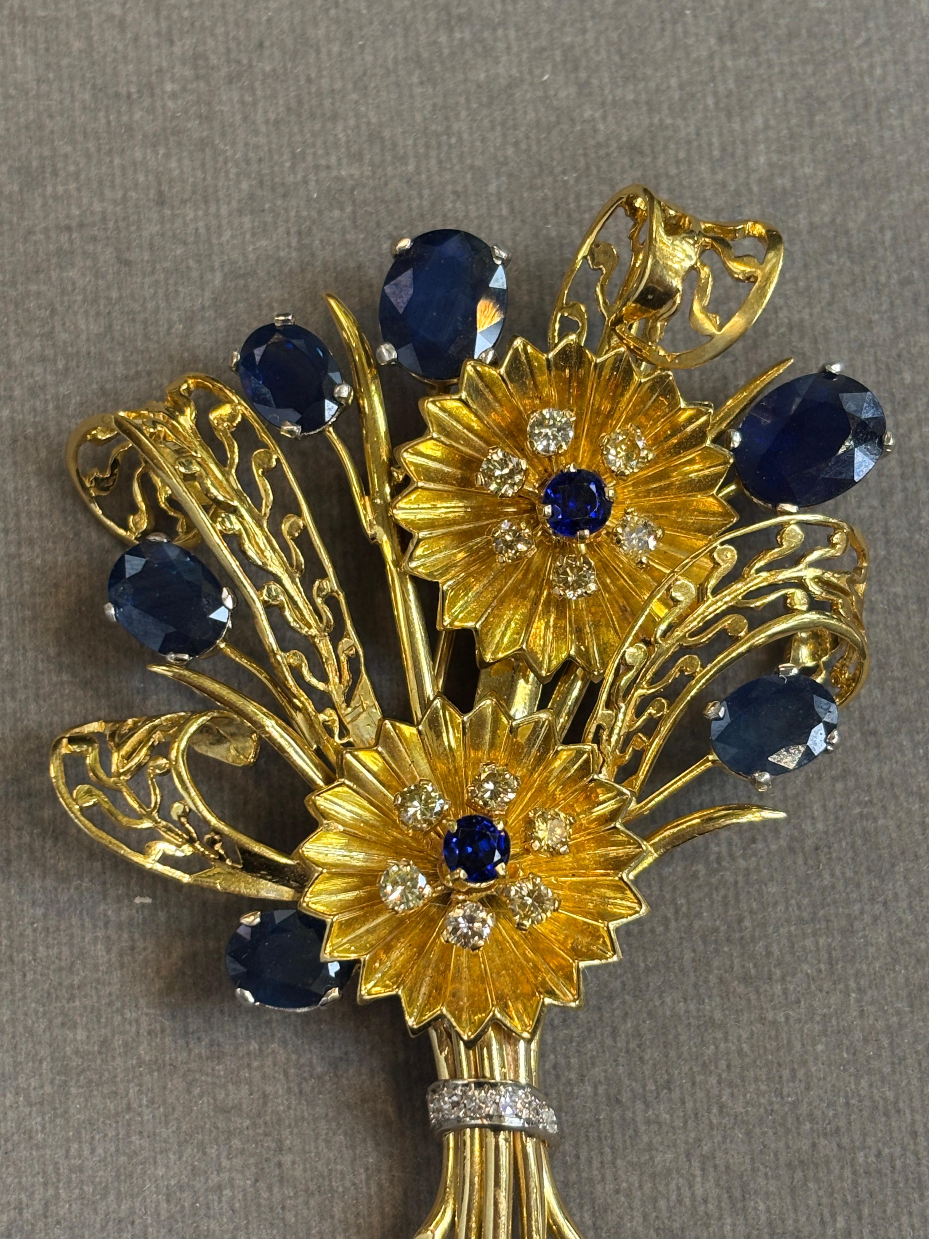 De las mujeres Broche Ramo de zafiros y diamantes en venta
