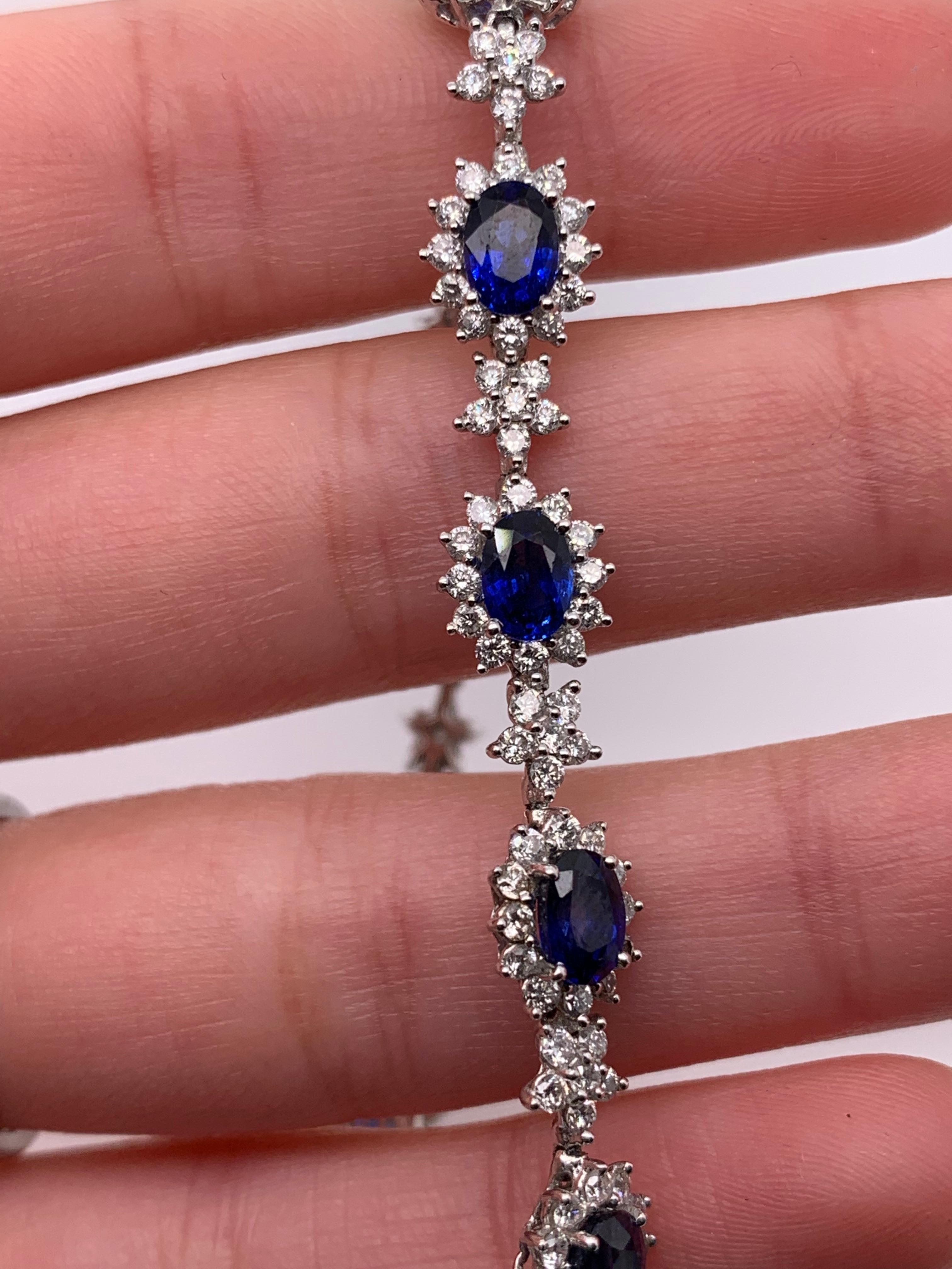 Art Deco Sapphire and diamond bracelet 18k white gold For Sale
