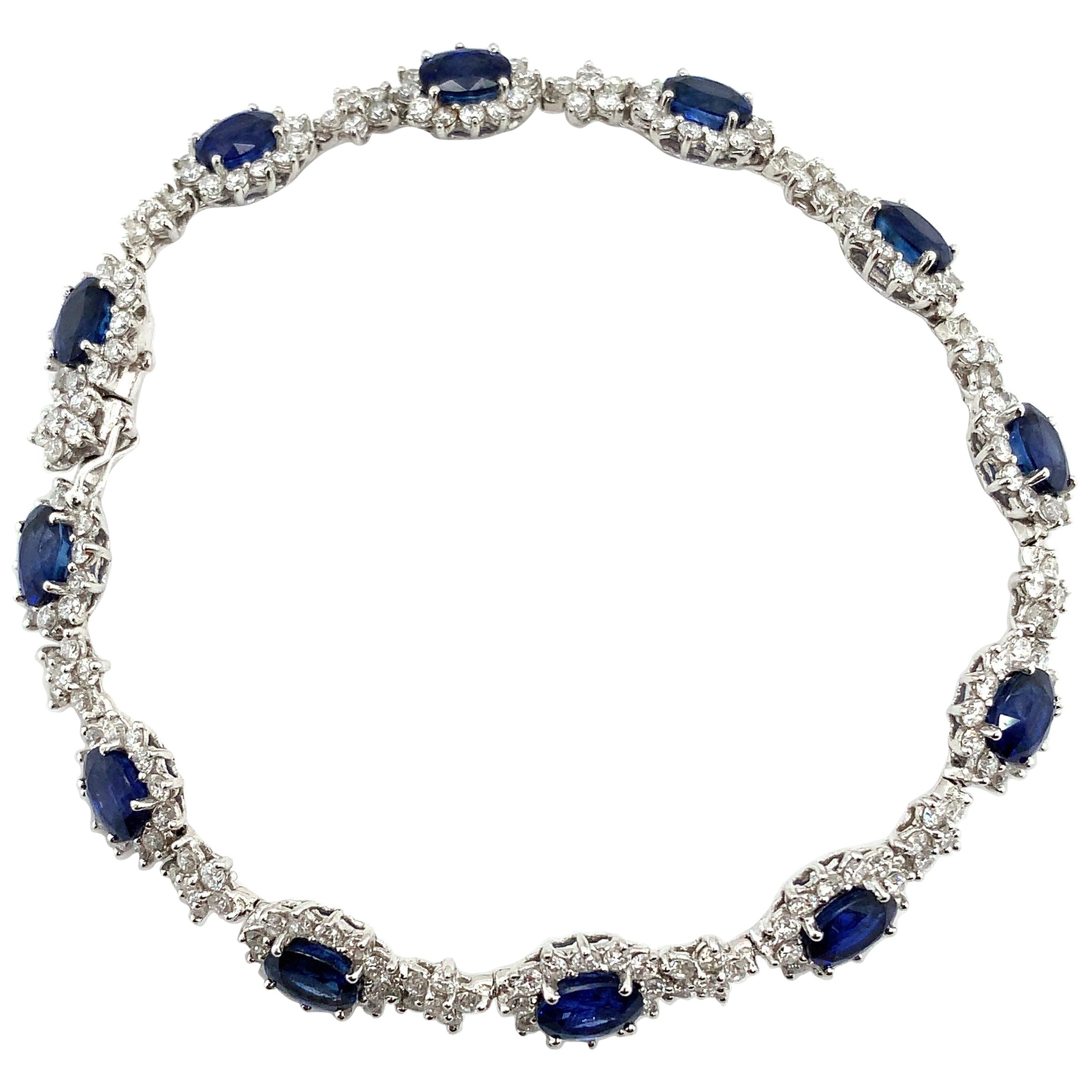 Pulsera zafiro y diamante oro blanco 18k