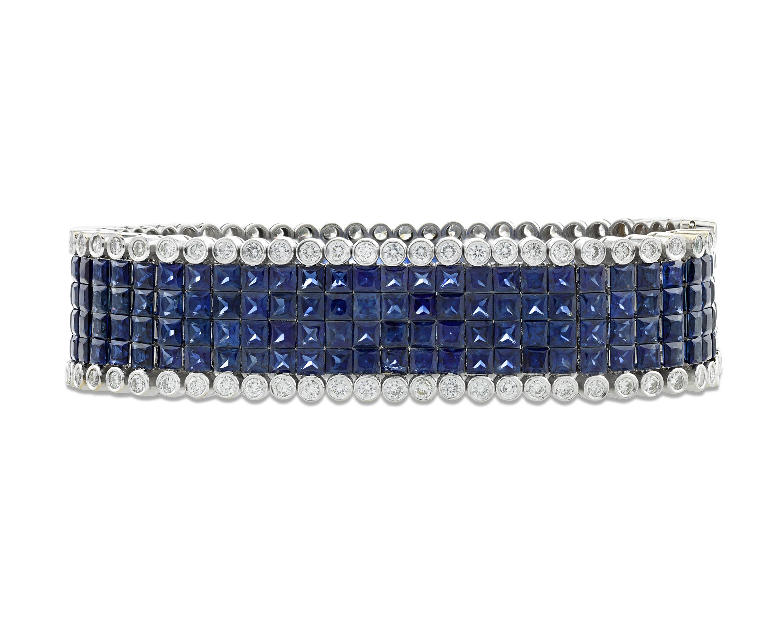 Sapphire and Diamond Bracelet, 64.00 Carat In New Condition In New Orleans, LA