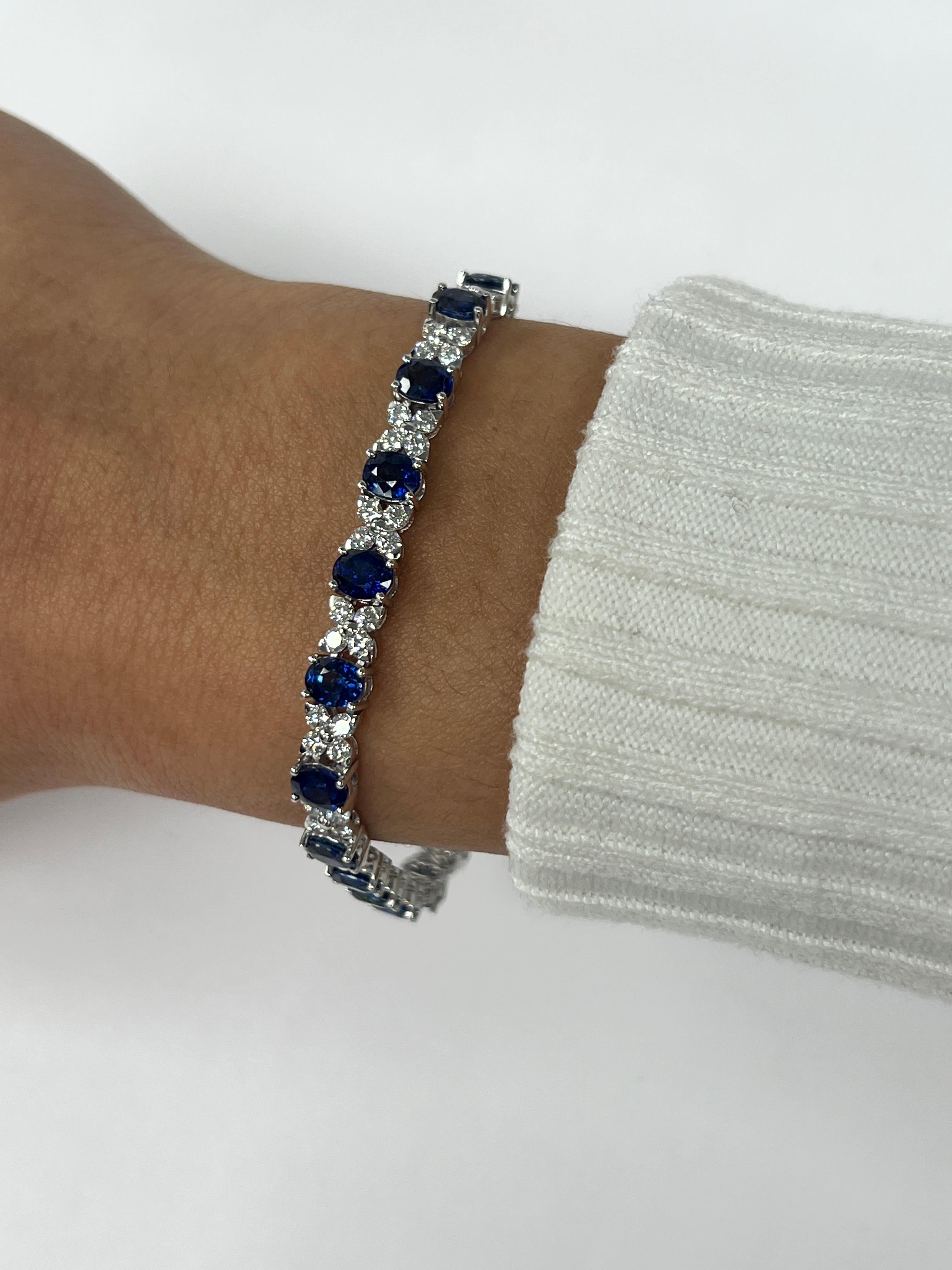 Modern Sapphire and Diamond Bracelet For Sale