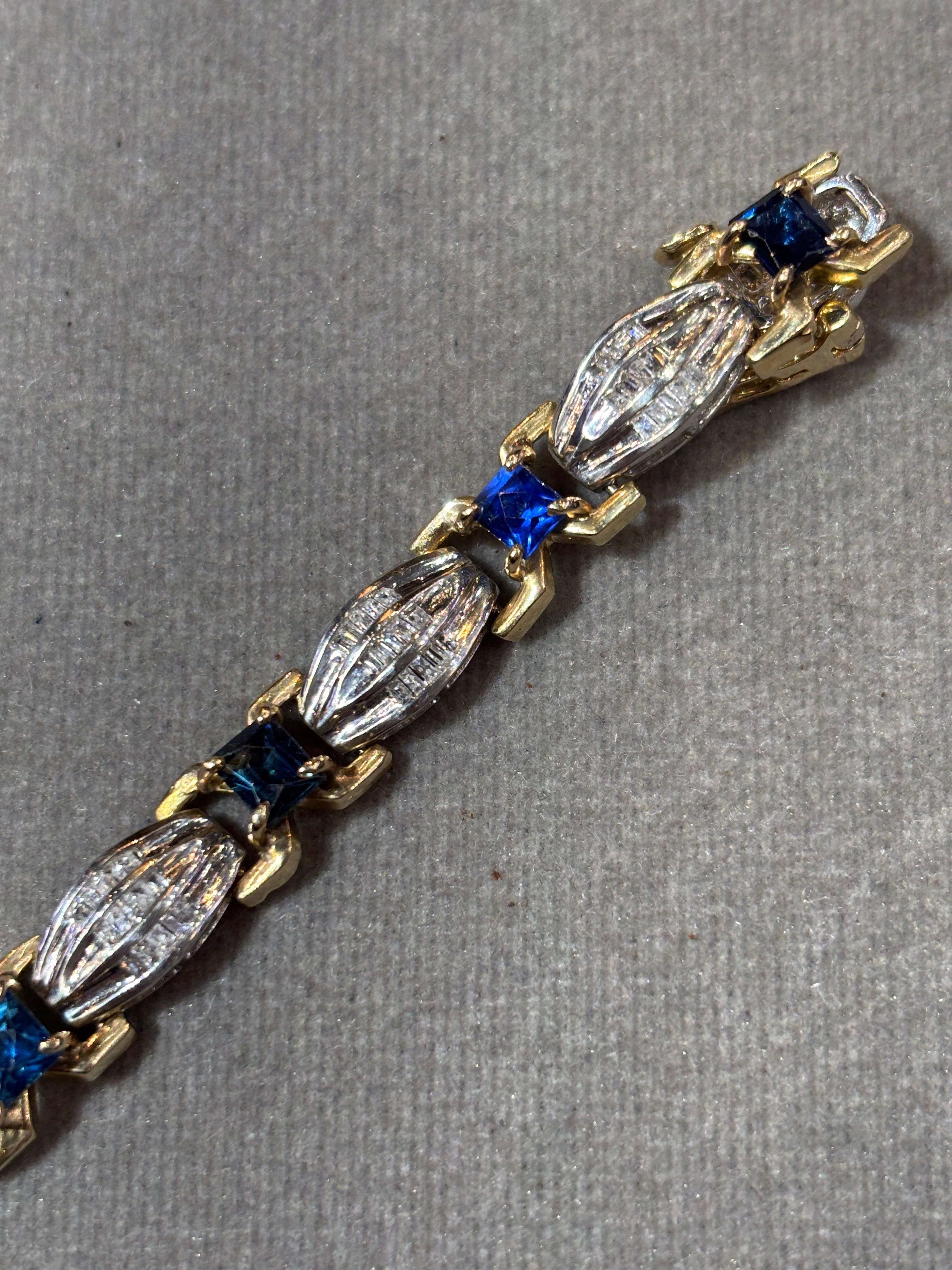 Sapphire and Diamond Bracelet Corte mixto en venta