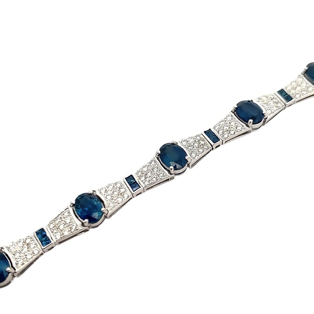 Rétro Bracciale con zaffiri e diamanti in vendita
