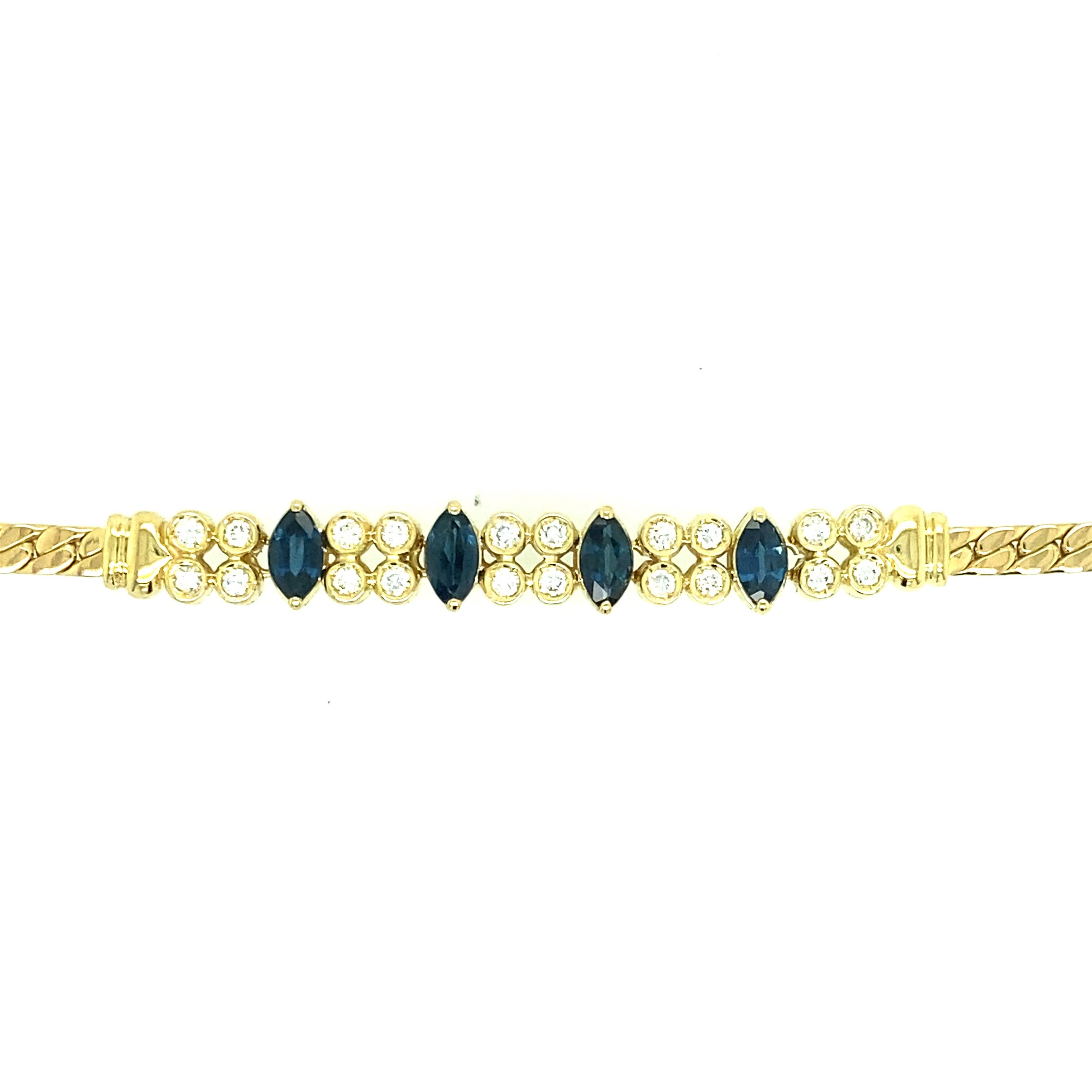 Marquise Cut Sapphire and Diamond Bracelet
