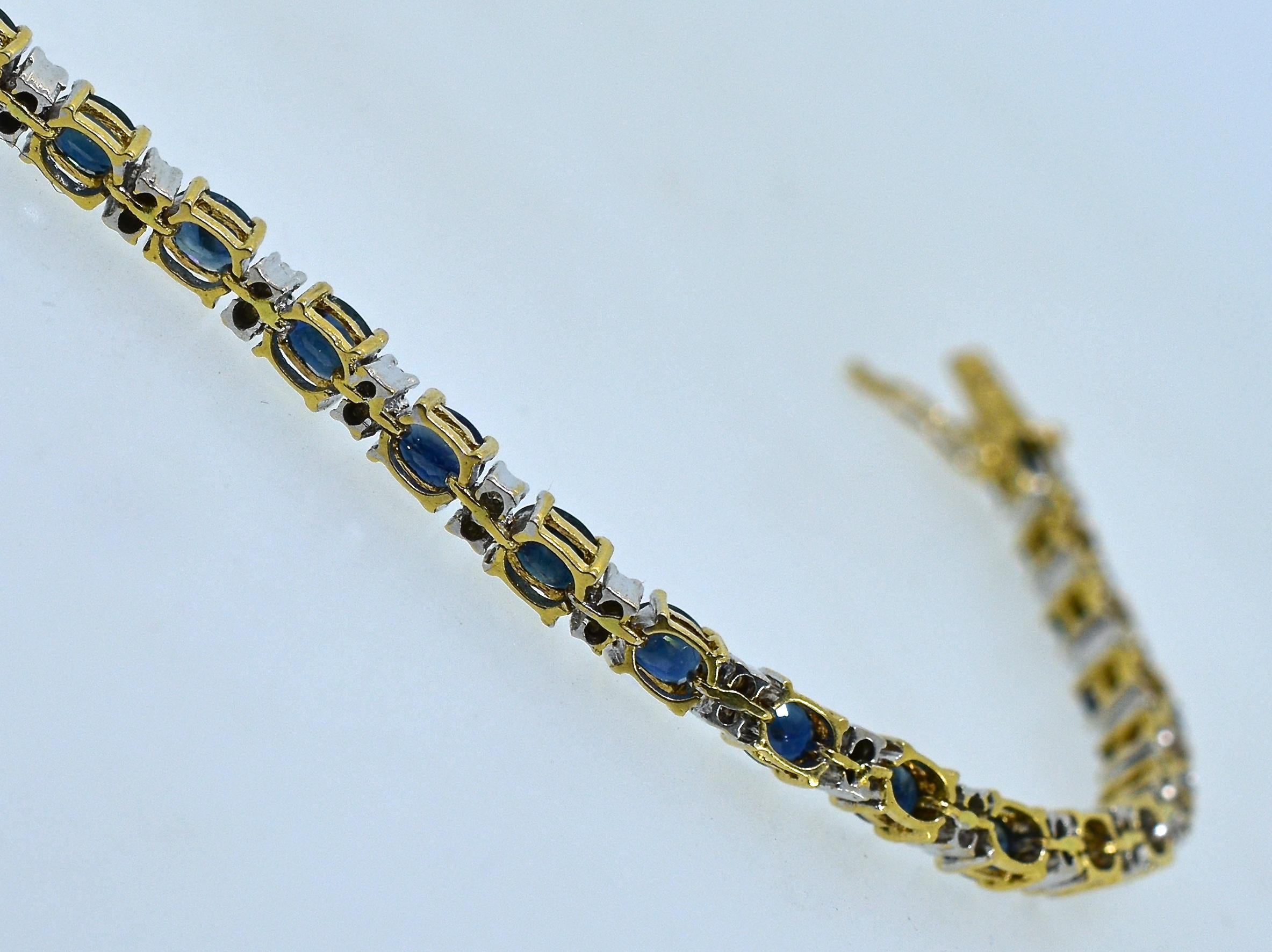 Sapphire and Diamond Bracelet In Excellent Condition In Aspen, CO