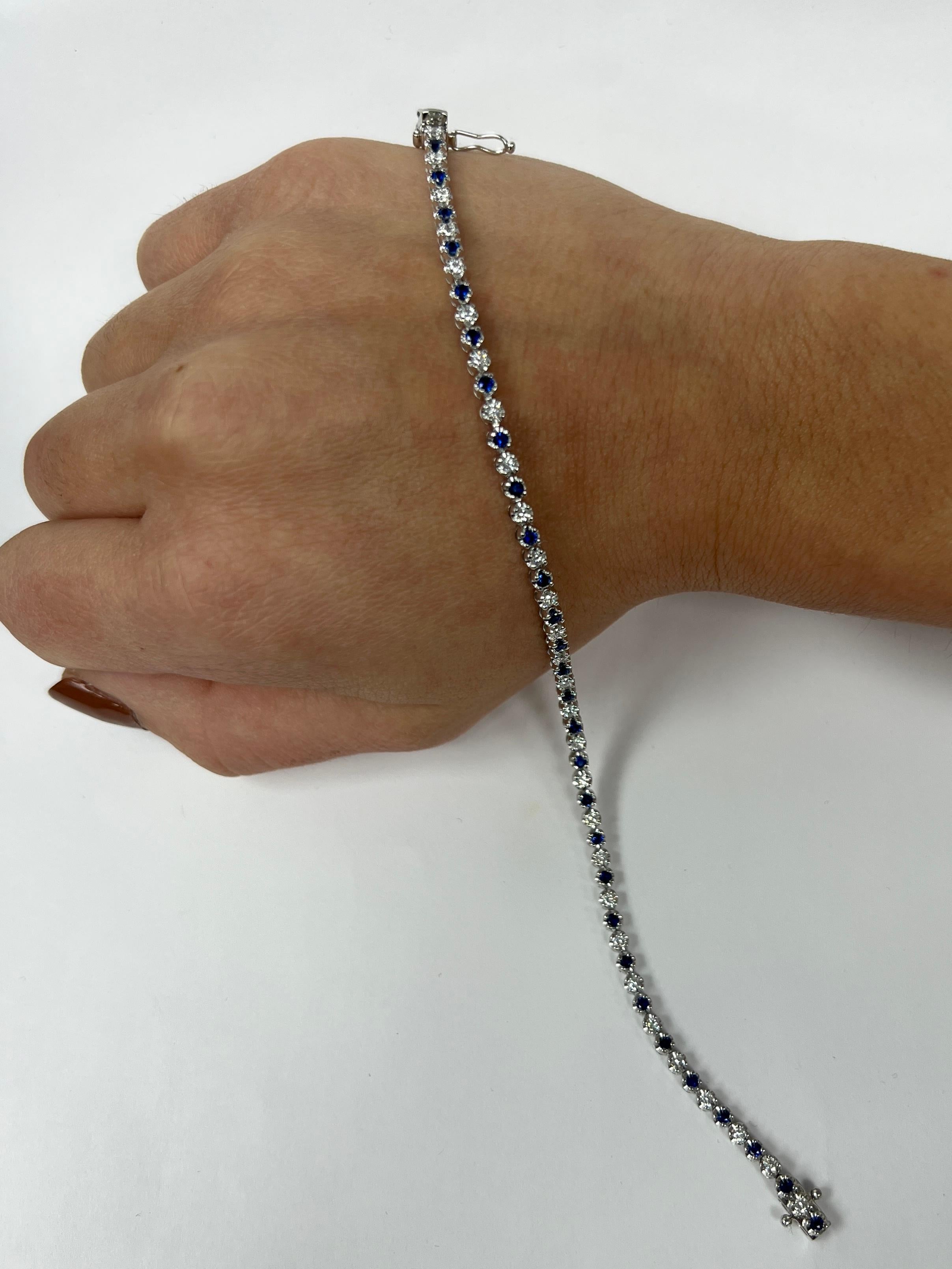 Modern Sapphire and Diamond Bracelet For Sale