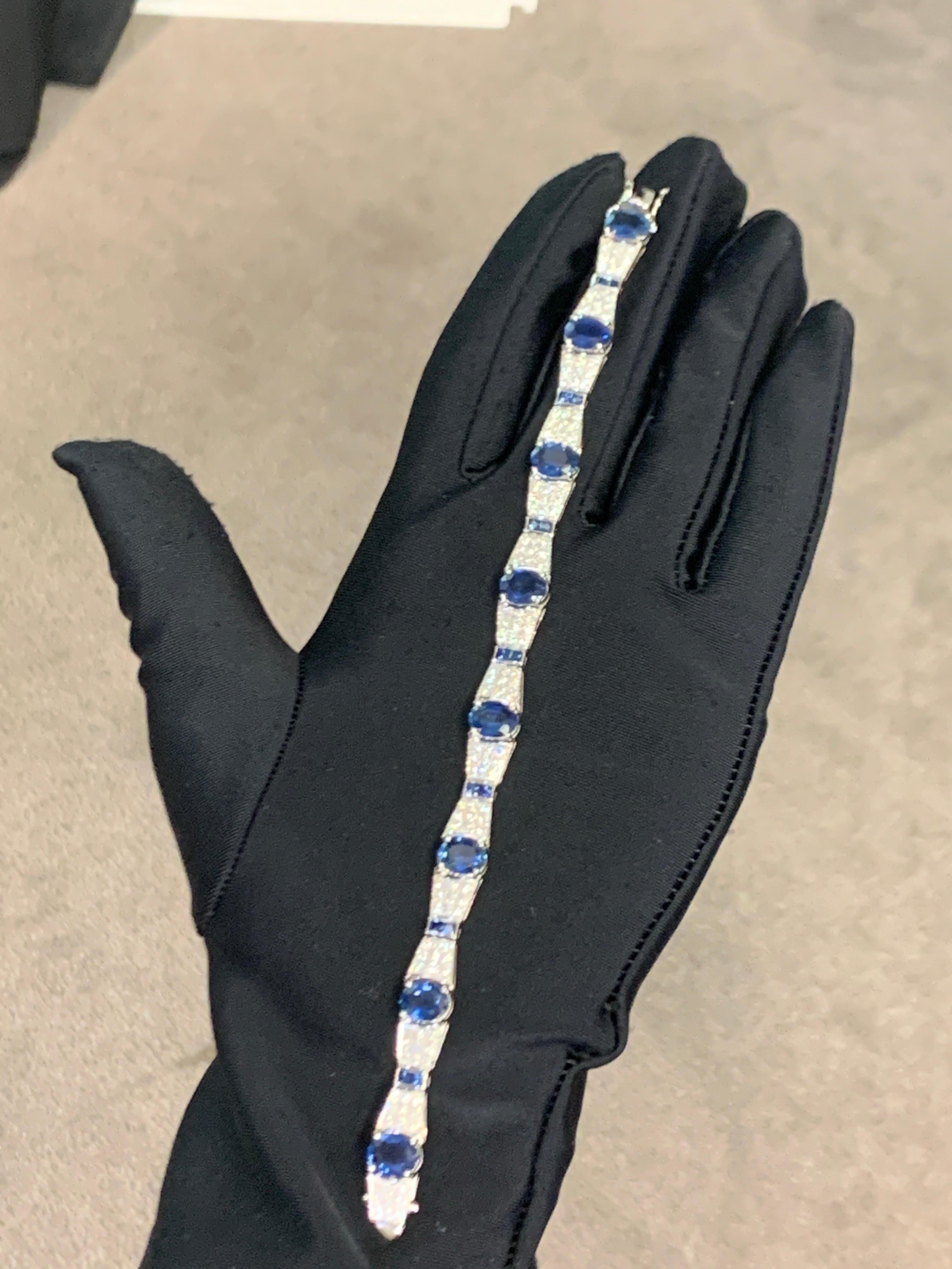 Taglio misto Bracciale con zaffiri e diamanti in vendita