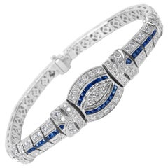 Sapphire and Diamond Bracelet in 18 Karat White Gold ‘4.95 Carat’