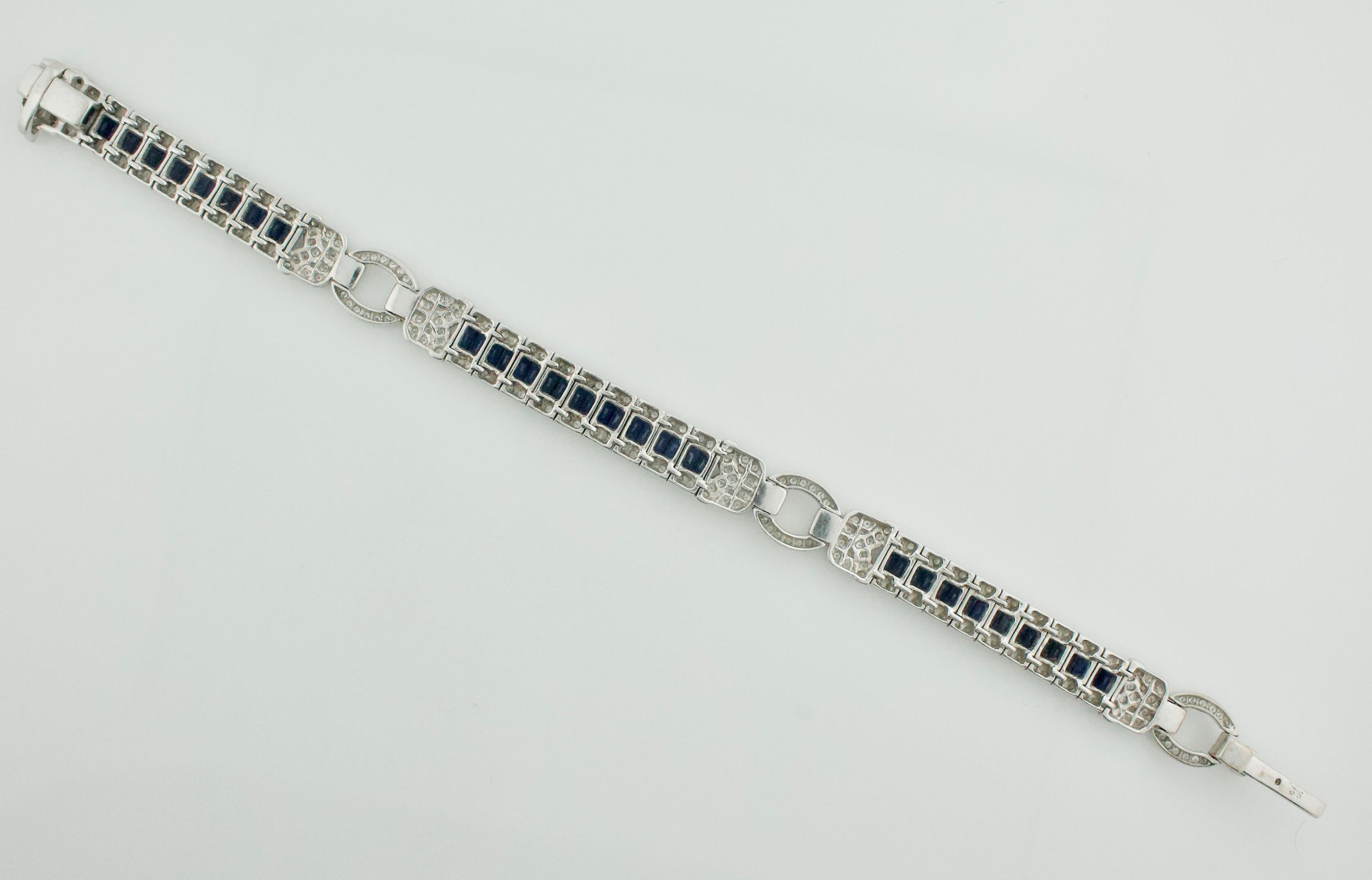 Bracelet en or 18 carats avec saphirs et diamants Unisexe en vente