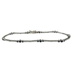 Bracciale con zaffiri e diamanti in oro bianco 18 carati - Zaffiro da 0,75 ct., diam. 0,70 ct.