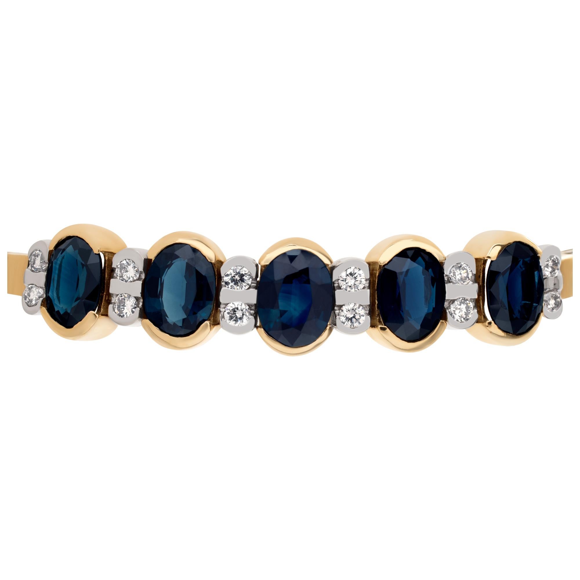 Sapphire and diamond bracelet in 14k white and yellow gold, with over 7 cararats in sapphires and over 0.50 carats in G-H color, VS-SI clarity diamonds . Length 7.5 inches
