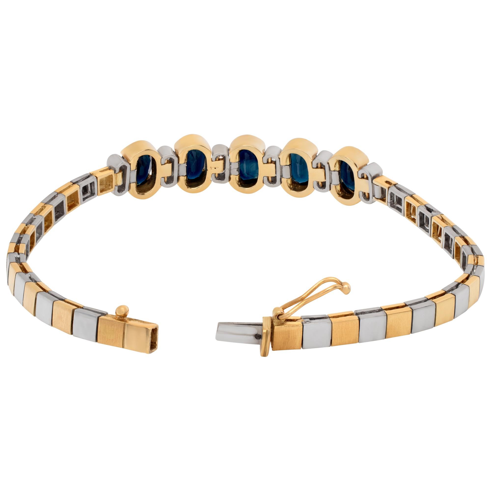 Women's Sapphire and Diamond Bracelet Set in 14K White and Yellow Gold For Sale