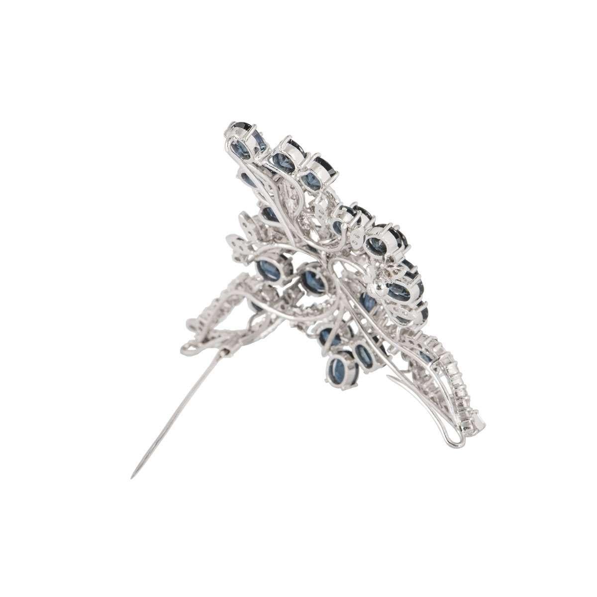 Sapphire and Diamond Brooch 12.35 Carat Sapphires 4.20 Carat Diamonds In Good Condition In London, GB