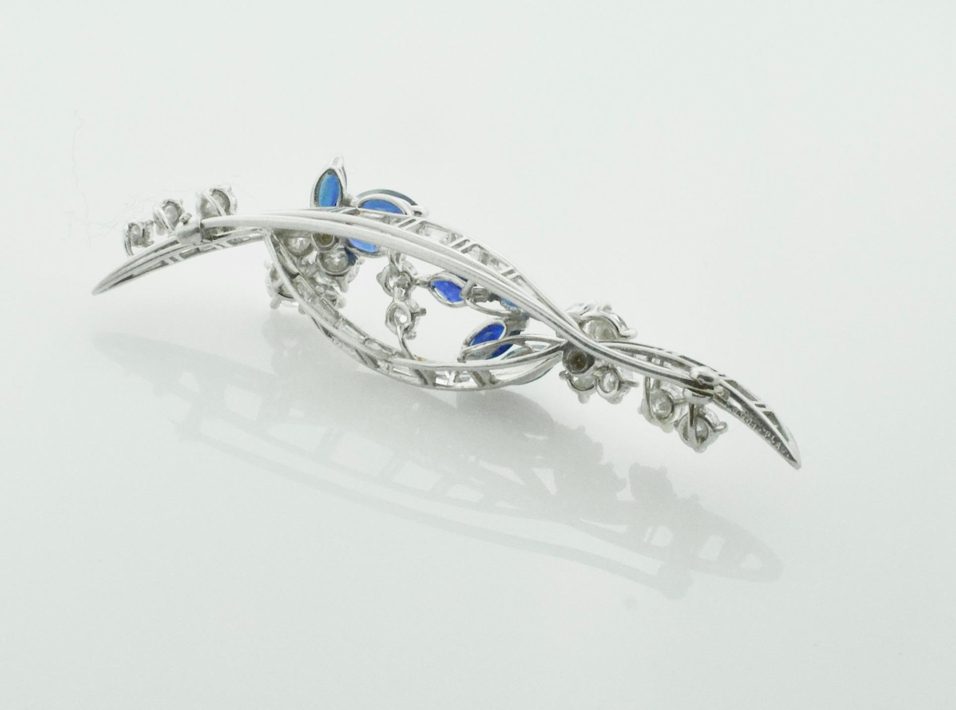 Sapphire and Diamond Brooch by Oscar Heyman and Brothers For Sale 1