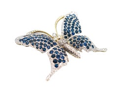 Sapphire and Diamond Butterfly Brooch
