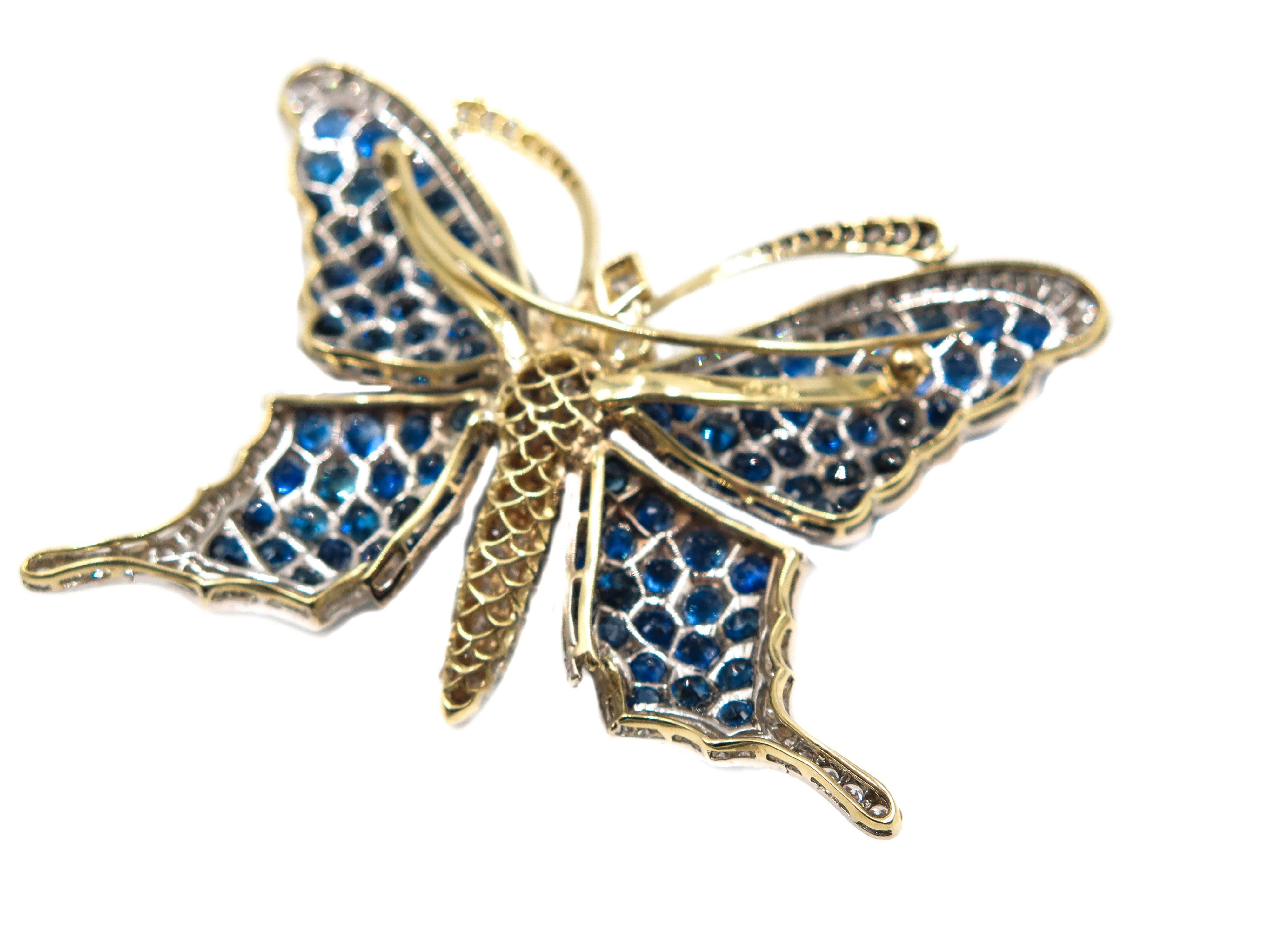Schmetterlingsbrosche mit Saphiren und Diamanten (Künstler*in) im Angebot