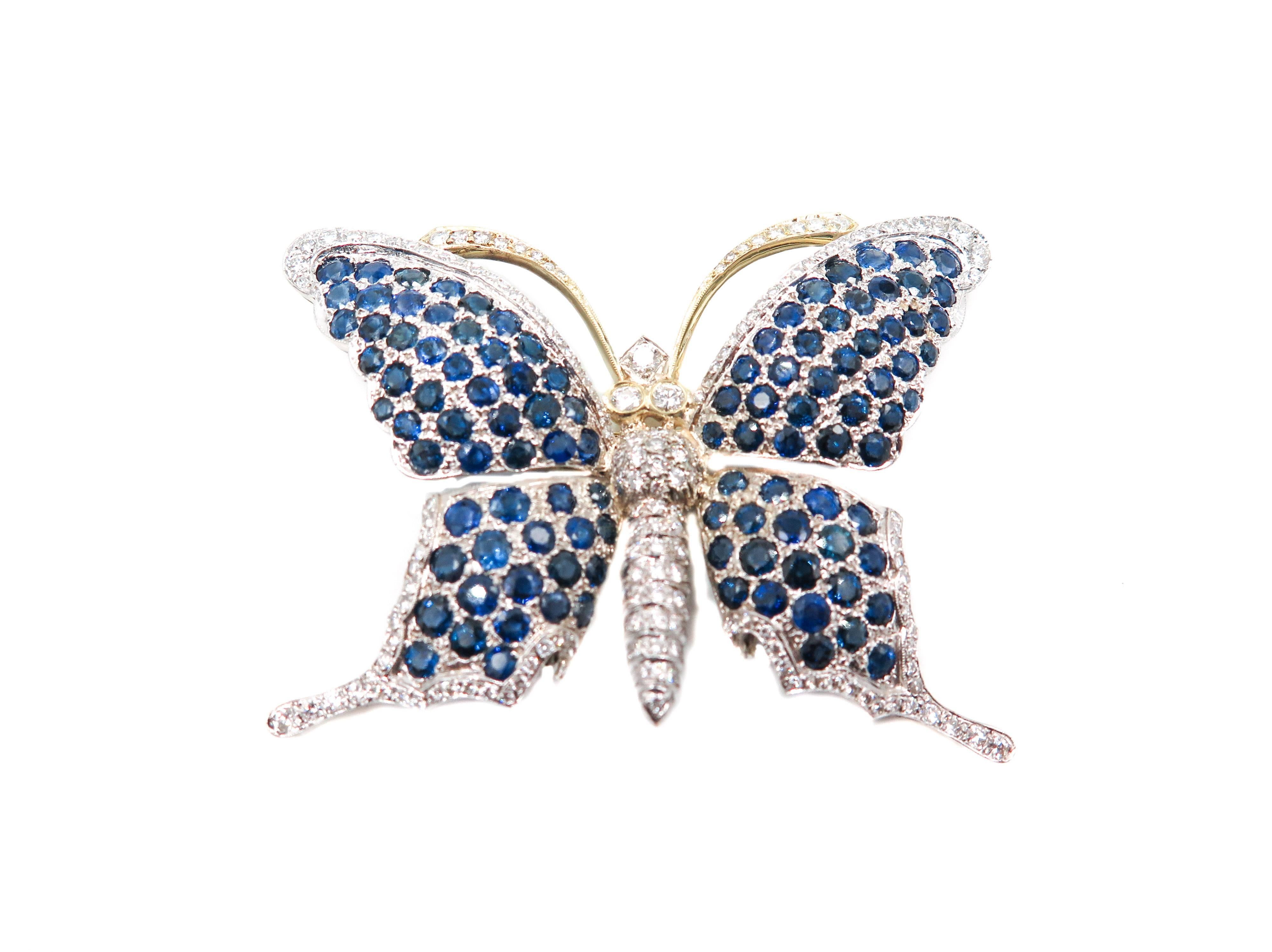 Broche Mariposa Zafiro y Diamantes en venta 1