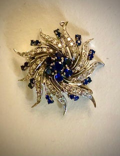 Brosche/Anhänger mit Saphiren und Diamanten im Catherine-Radstil/Anhänger