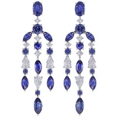 Boucles d'oreilles lustre saphir et diamant