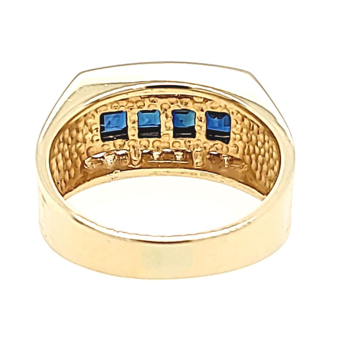 Women's or Men's Sapphire and Diamond Channel Band in Yellow Gold For Sale