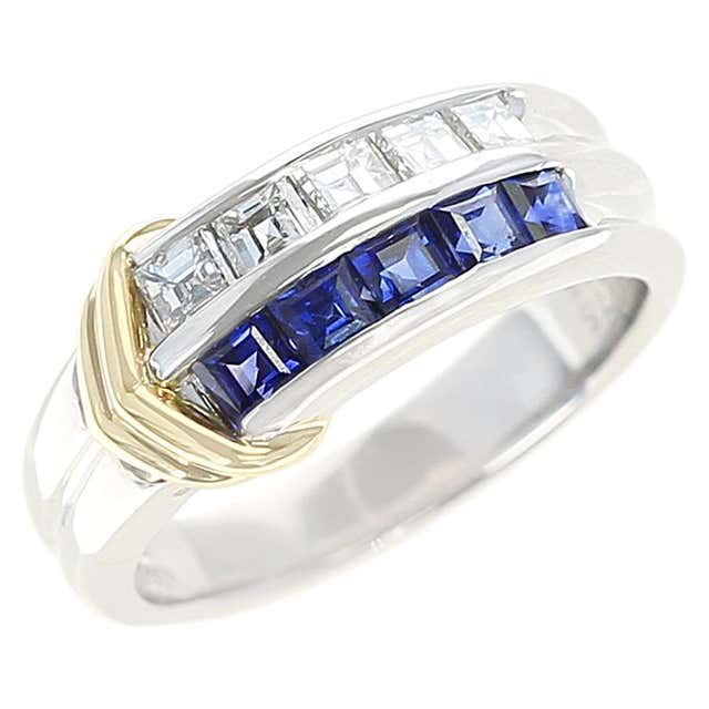 Cartier Diamond Invisible Set Sapphire Gold Band Ring at 1stDibs