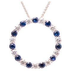 Collana con ciondolo con zaffiro e diamante in oro bianco 14k Eleg Modern