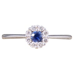 Sapphire and Diamond Circular Cluster Ring in 18 Carat White Gold