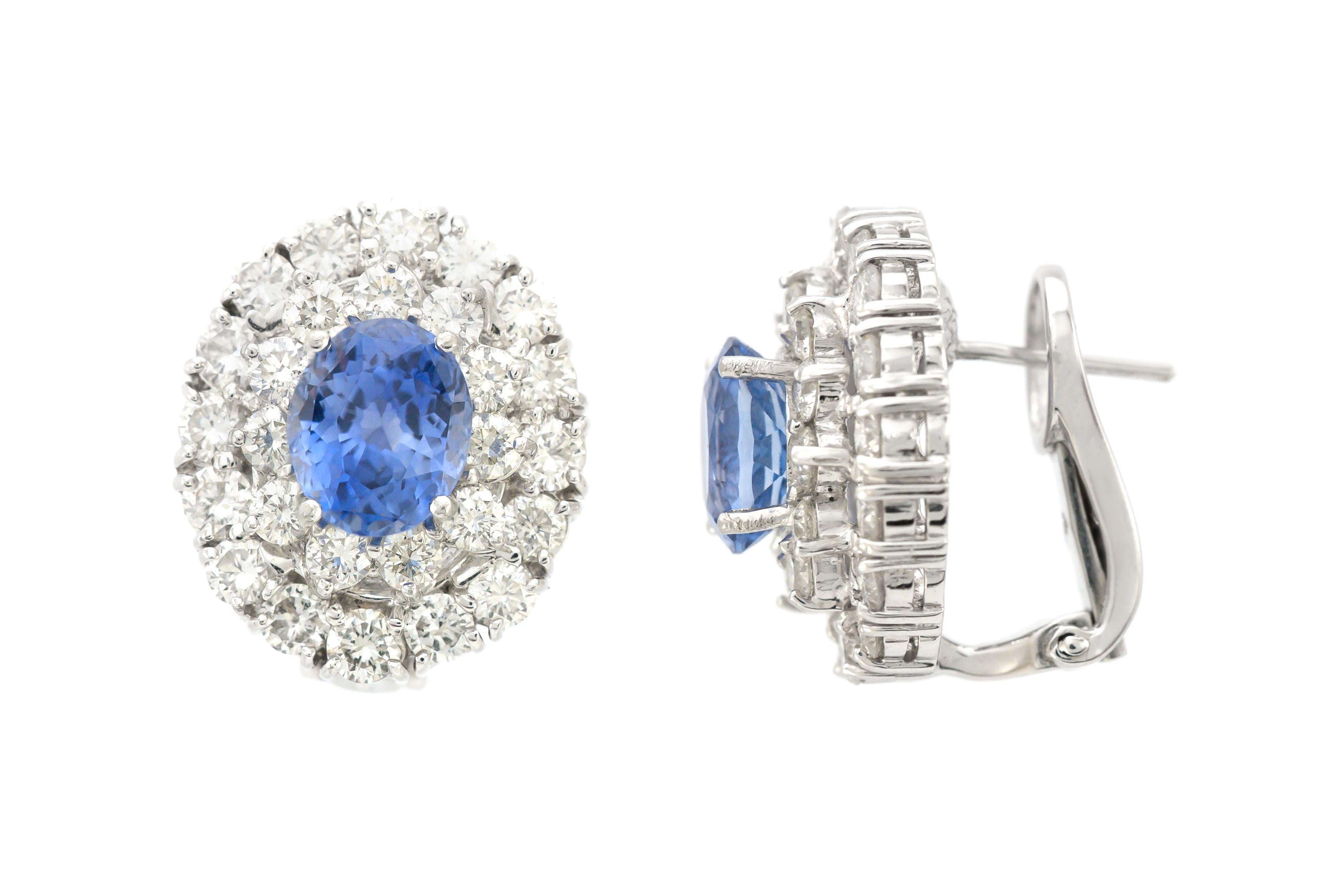 Women's or Men's Sapphire and Diamond Clip-On Earrings For Sale