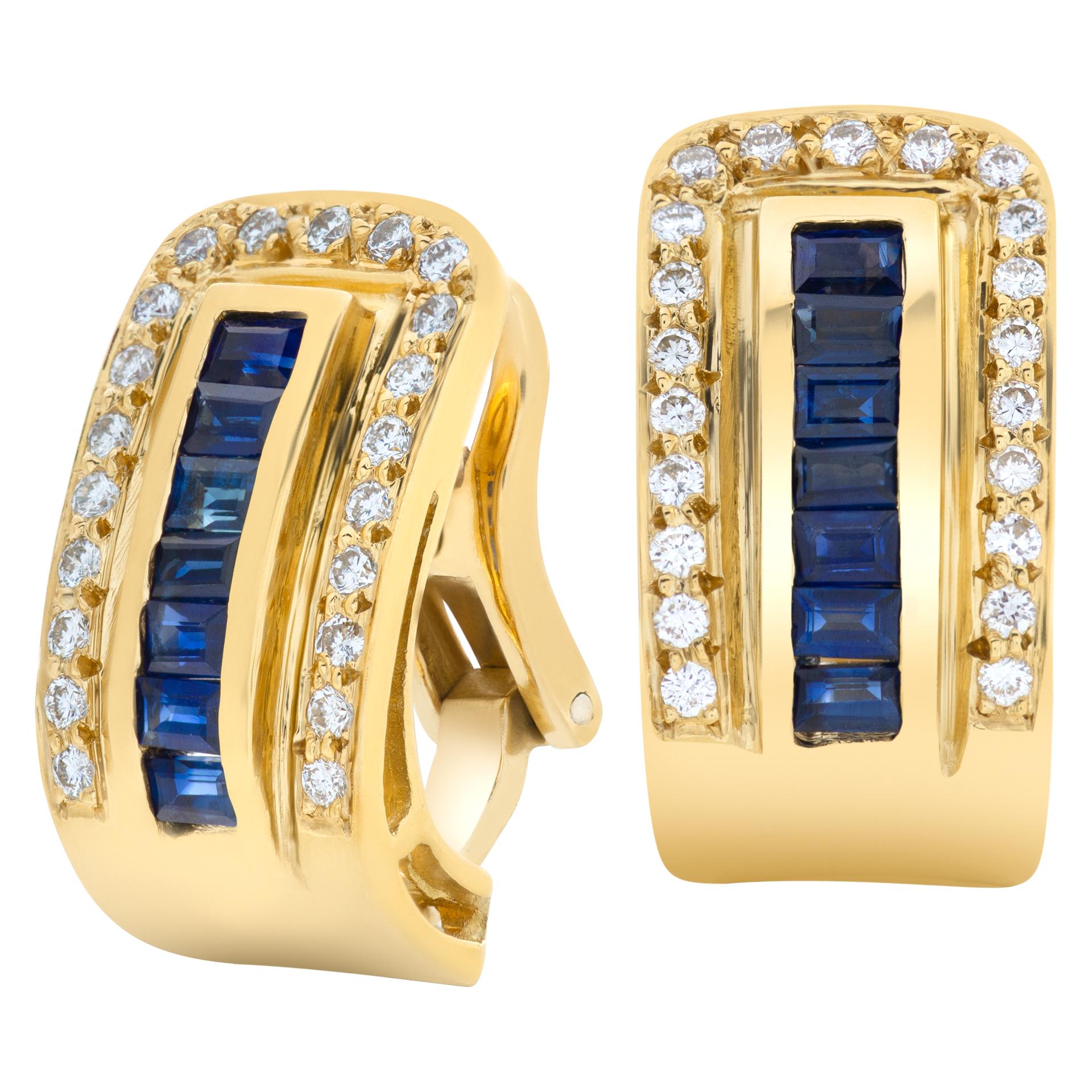 Women's Sapphire and Diamond Clip On Earrings in 18k