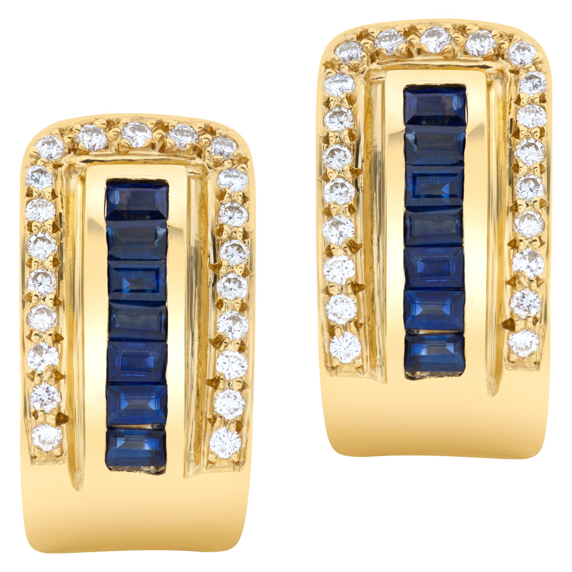Sapphire and Diamond Clip On Earrings in 18k