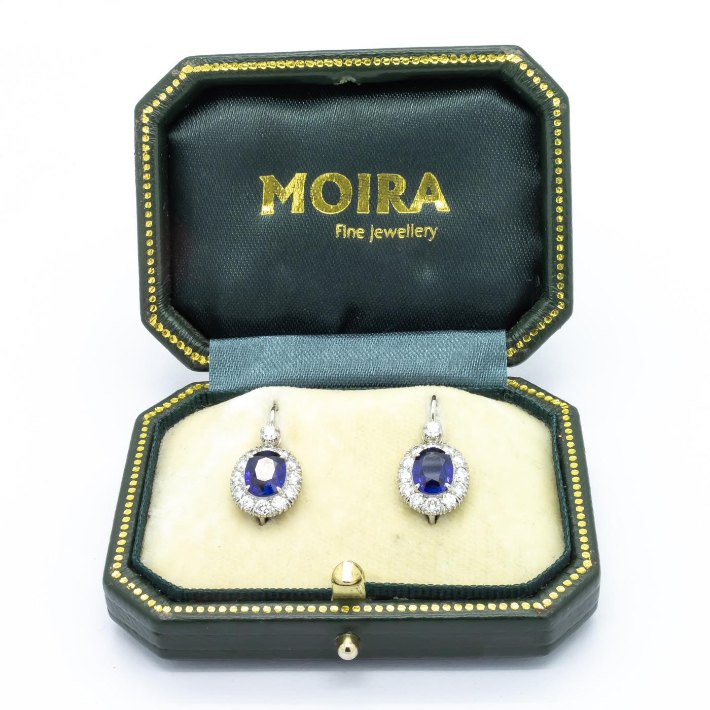 Modern Sapphire and Diamond Cluster Earrings