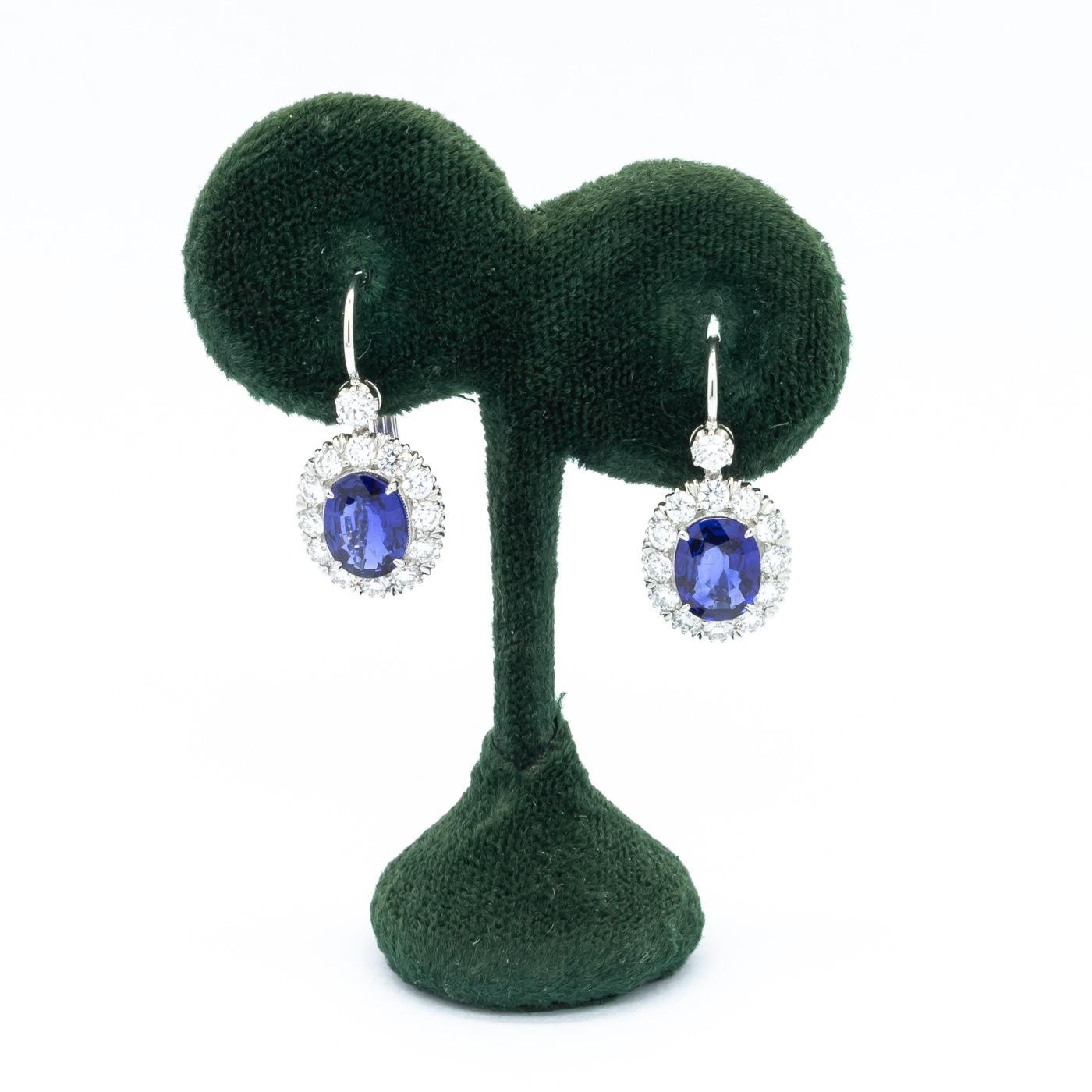 Sapphire and Diamond Cluster Earrings 1