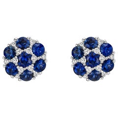 Sapphire and Diamond Cluster Earstuds