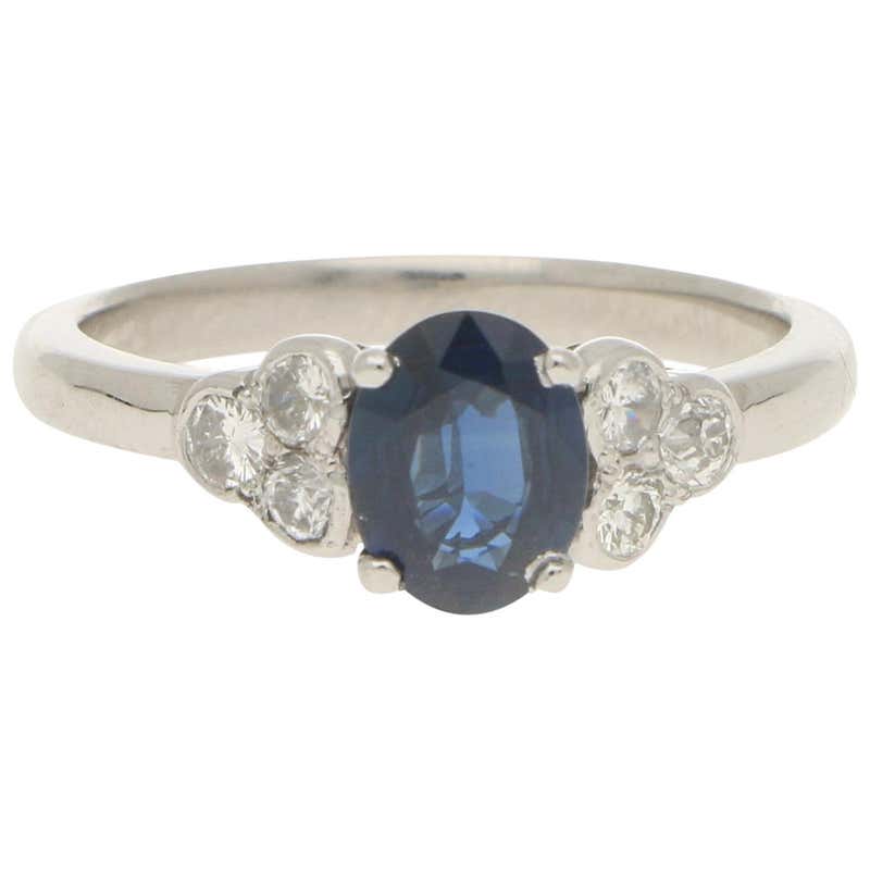Sapphire and Diamond Engagement Ring at 1stDibs