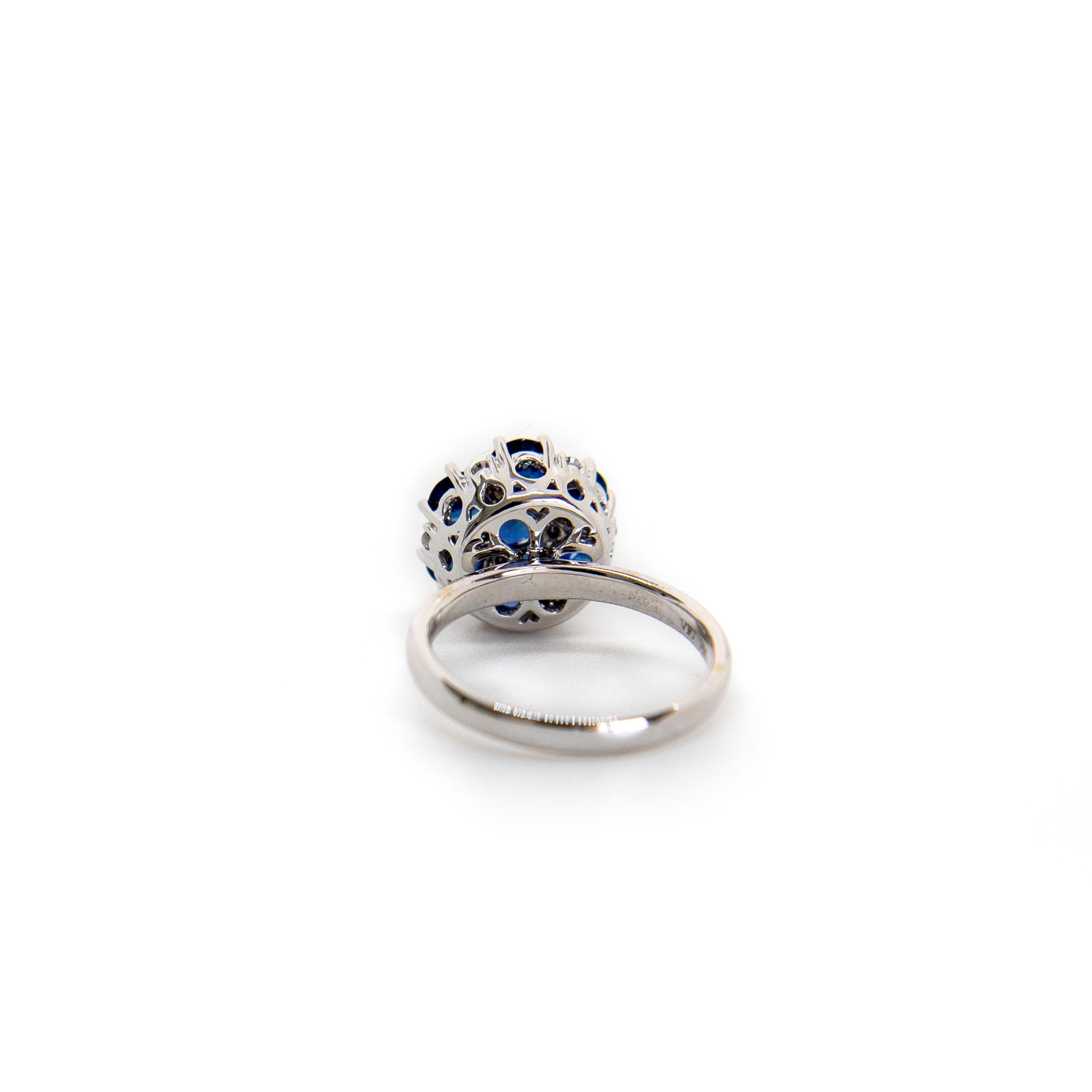 Women's Sapphire and Diamond Cluster Ornate Ring For Sale