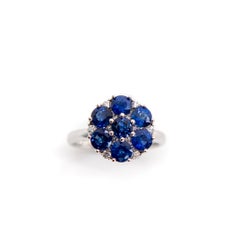 Sapphire and Diamond Cluster Ornate Ring