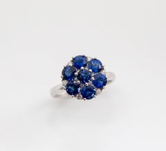 Sapphire and Diamond Cluster Ornate Ring