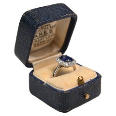 Sapphire and Diamond Cluster Ring. 2.70ct Cushion Sapphire Engagement Platinum