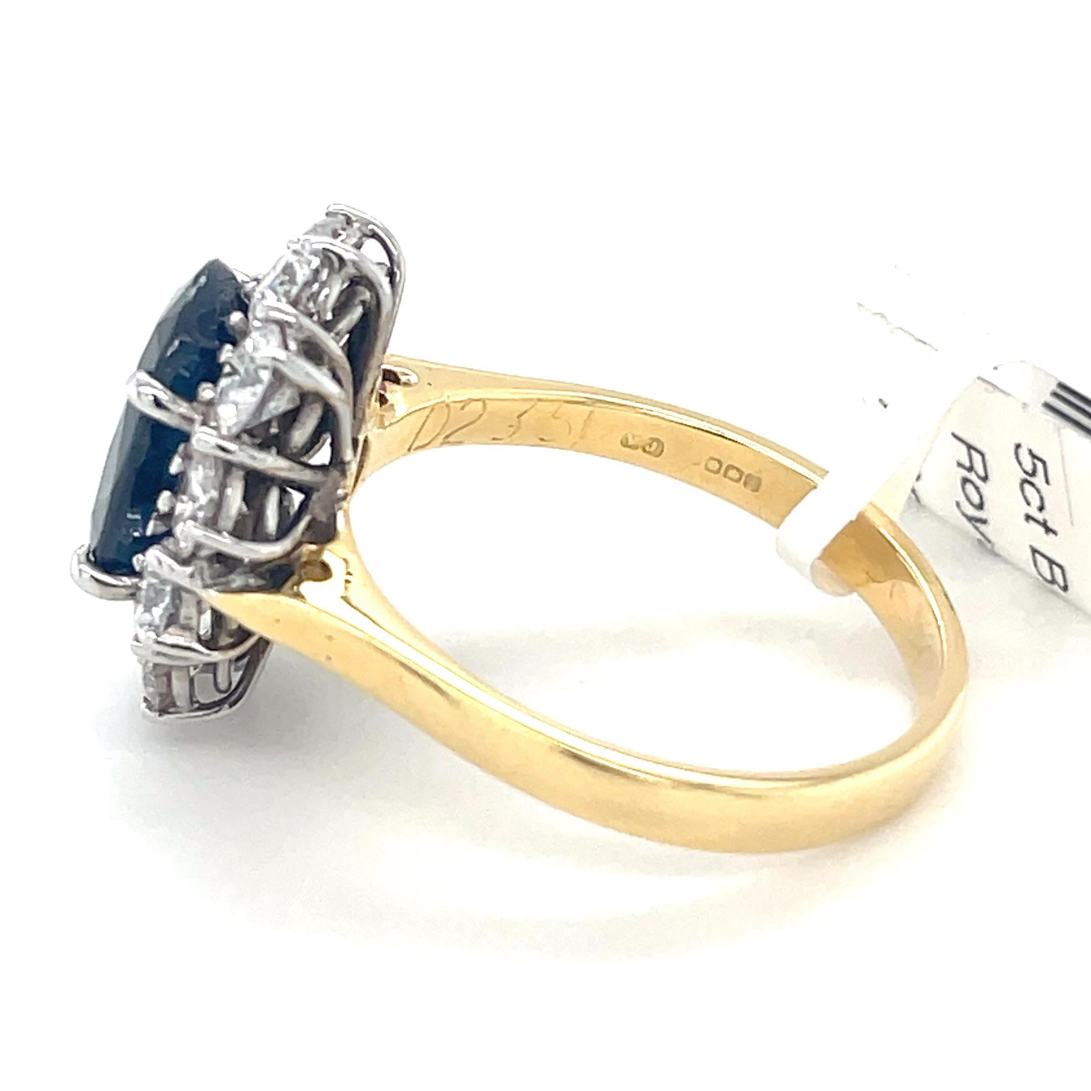Sapphire And Diamond Cluster Ring 5 carat Sapphire & 2.35 Carat Diamonds For Sale 1