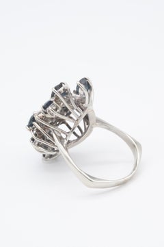 Sapphire and Diamond Cluster Ring